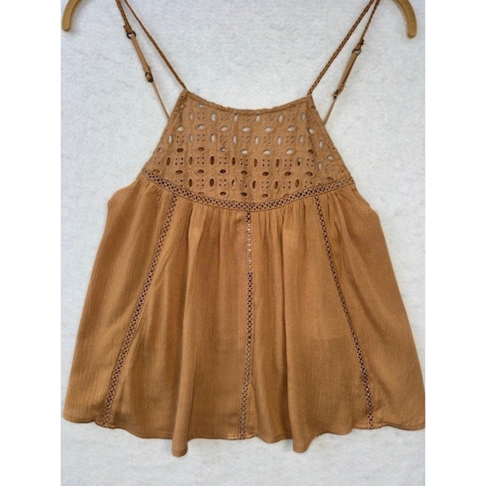 NEW Cape Juby Eyelet Crinkle Swing Tank Top‎ Halter Boho Hippie Festival XS